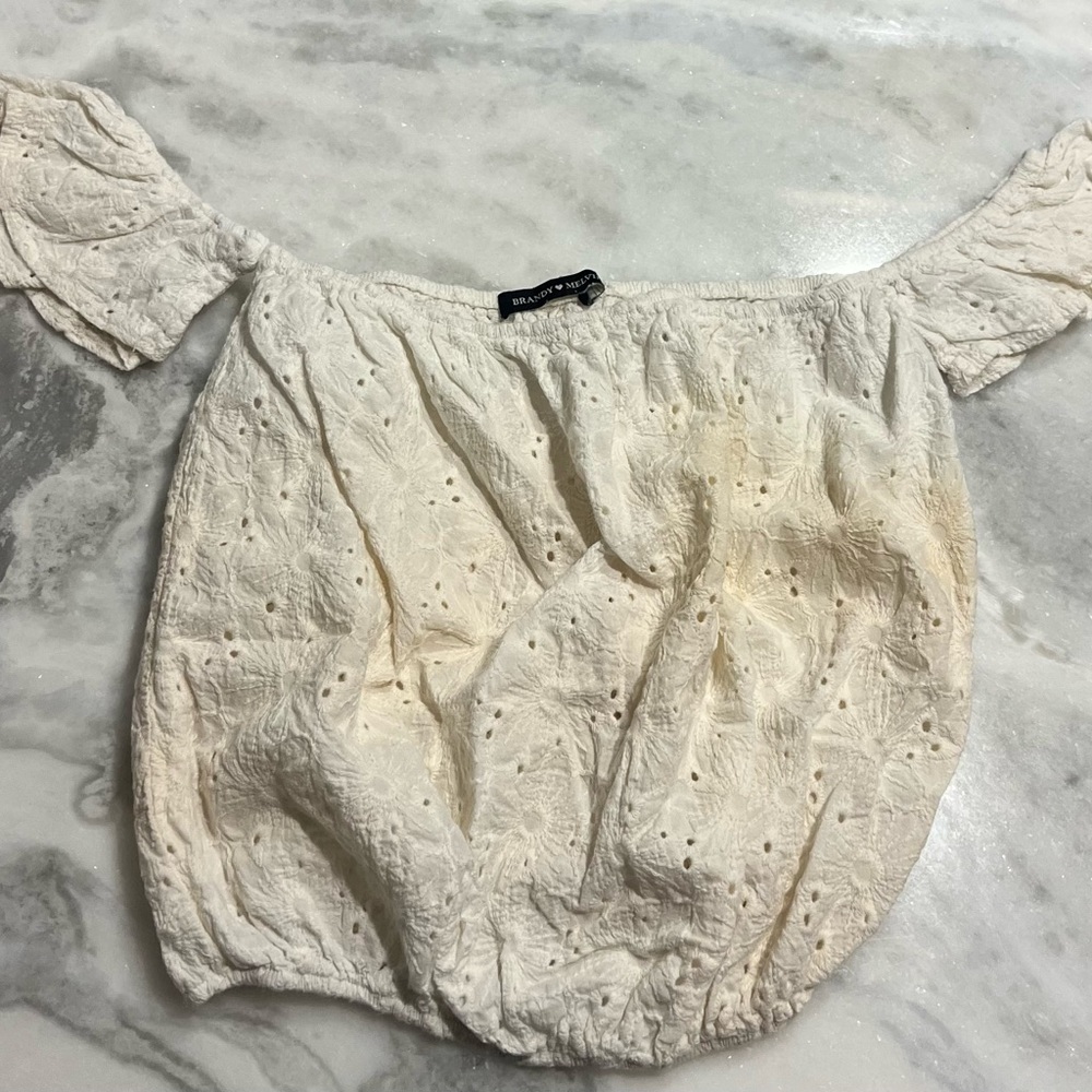 Brandy Melville Ivory Eyelet Lace Top - XS